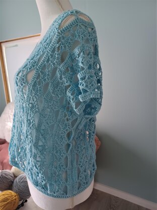 Ice Blue Crochet Lace Blouse