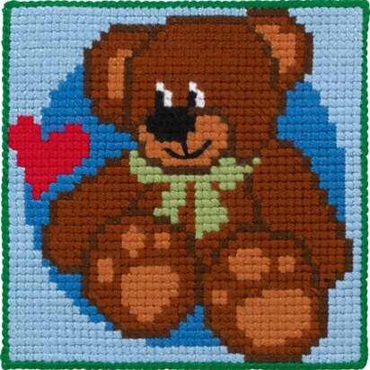 Permin Children's kit Teddy Cross Stitch Kit - 25x25cm
