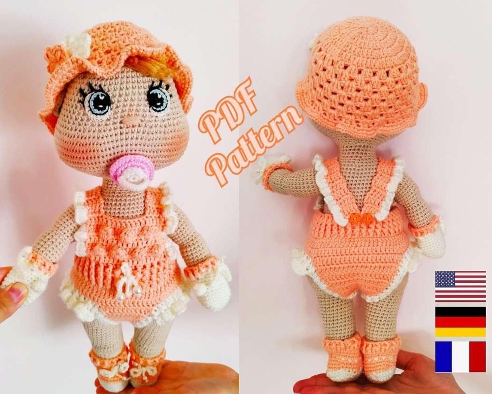 Embroidery eyes for crochet baby doll pattern PDF in English Amigurumi doll  eyes