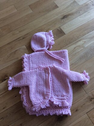 Christening Blanket, Jumper and Bonnet Set in Lion Brand Vanna's Choice ...