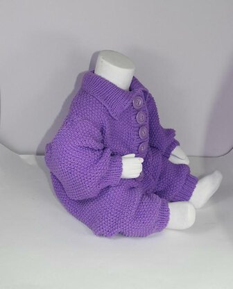 Baby Aran Button Up Moss Stitch Collar Onesie