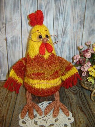 Toy knitting pattern rooster for Valentine's Day rooster, 4 roosters -1 pattern