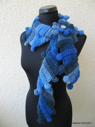 Crochet Multicolour Blue Scarf "Fantasy"