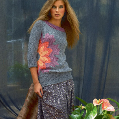 Raglan Sweater with Flower in Schachenmayr Sun City - 6636