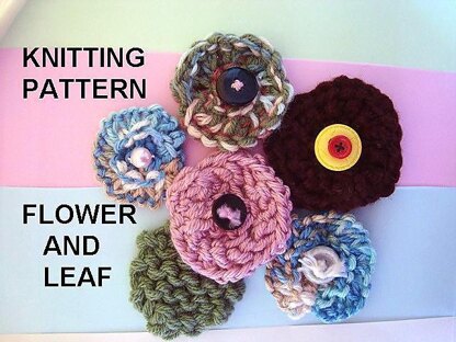688 knit flower and leaf, beginner level