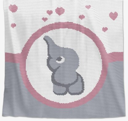 Crochet Baby Blanket - Love Elephant