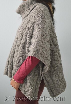 #163 Cable Love Cowl Neck Poncho