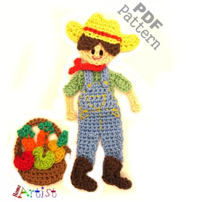 Farmer Boy/Girl crochet applique pattern