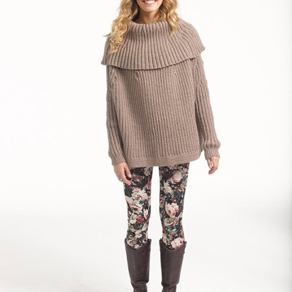 Lush Ribbed Pullover in Lion Brand Vanna's Glamour - L32206