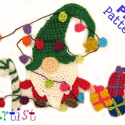 Christmas Gnome crochet applique pattern