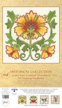 Creative World Of Crafts Art Nouveau Sunflower Cross Stitch Kit - 14cm x 14cm