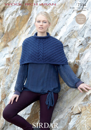 Woman's Cape in Sirdar Wool Rich Aran - 7334 - Downloadable PDF