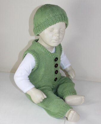 Baby Dungarees and Beanie Hat
