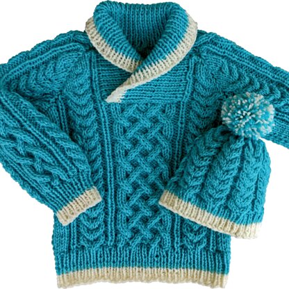 Child’s Saxon Braid Cable Sweater Set