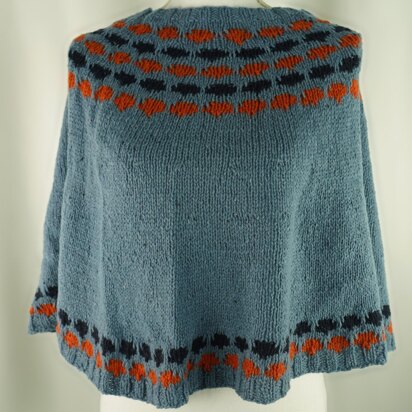 Easy Colorwork Poncho in Cascade Yarns Aegean Tweed - DK632 - Downloadable PDF