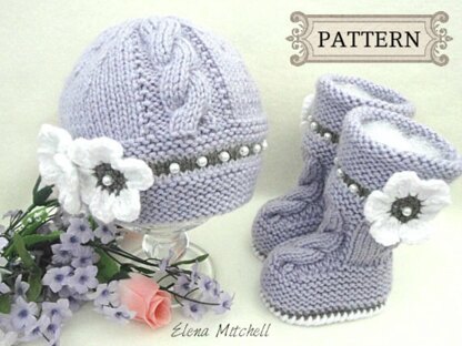 Baby Girl Pattern Knitted Baby Hat Baby Shoes 0 - 12 months