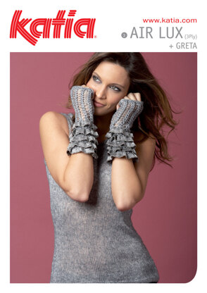 Ladies Jumper & Ruffle Cuff Gloves in Katia Air Lux  - 3