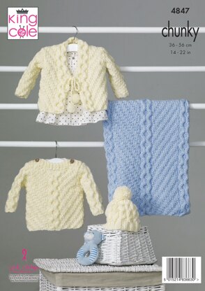 Sweater, Cardigan, Hat and Blanket in King Cole Chunky - 4847 - Downloadable PDF