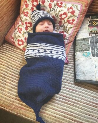 Fairisle Cocoon and Matching Hat