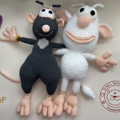 White troll & mouse amigurumi