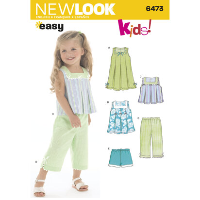  NEW LOOK Patterns Toddlers' Easy Dresses, Top and Cropped Pants  Size A (1/2-1-2-3-4) 6441 : Arts, Crafts & Sewing