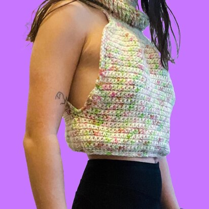 Cowl Neck Cropped Sweater Vest