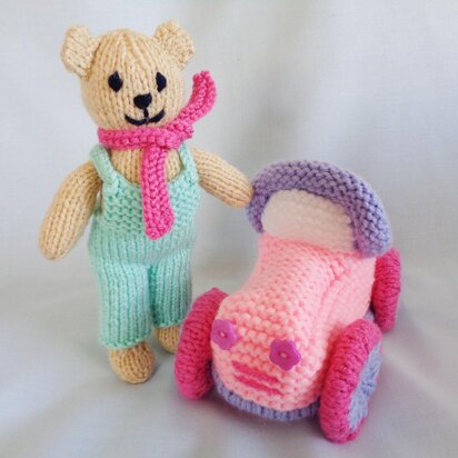 Teddy and Car - knitting pattern