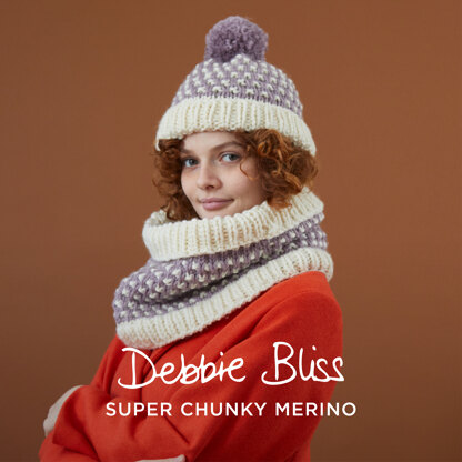 Dotty Cowl and Bobble Hat - Knitting Pattern for Women in Debbie Bliss Super Chunky Merino by Debbie Bliss - DB421 - Downloadable PDF