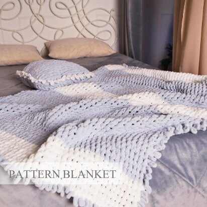 Wave With Fringe Blanket Pattern - knitting pattern
