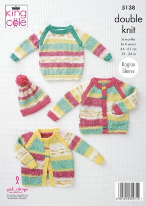 Jacket, Cardigan, Sweater & Hat in King Cole Splash DK & Big Value Baby DK - 5138 - Downloadable PDF
