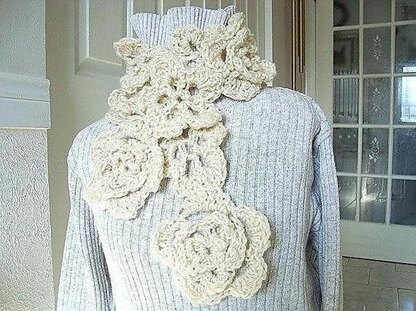 Crocheted Rose Garden Scarf