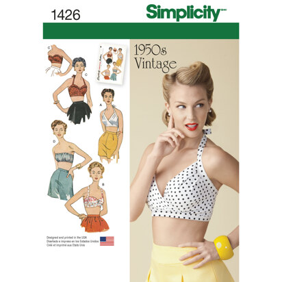Simplicity Women's Vintage 1950's Bra Tops Lingerie 1426 - Sewing Pattern