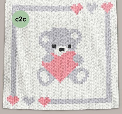 CROCHET C2C Baby Blanket - Sweet Heart