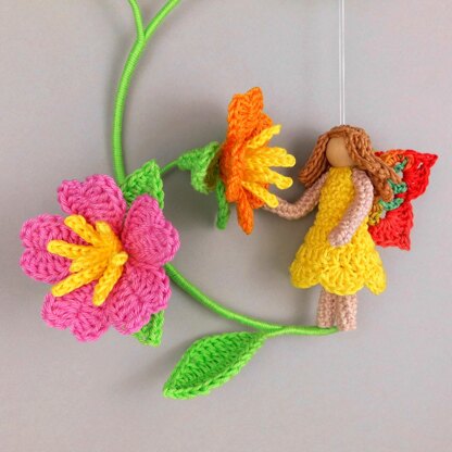 Flower elf - hanging decoration made from scraps of yarn - easy, even for beginners