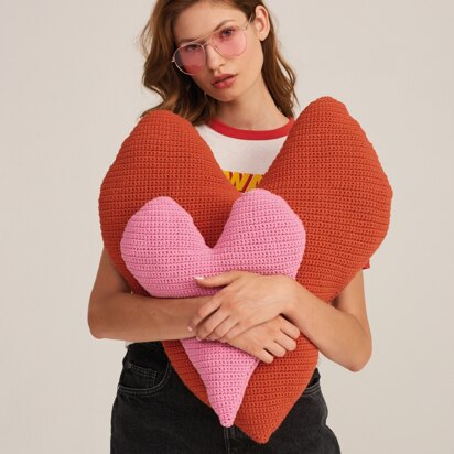 Heart Cushions in Rico Creative Cotton Aran - 906 - Downloadable PDF