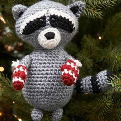 Raccoon Ornament in Red Heart Soft Solids - LW3700