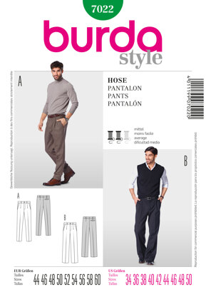 Burda Style Trousers Sewing Pattern B7022 - Paper Pattern, Size 34-50 Man (44-60)
