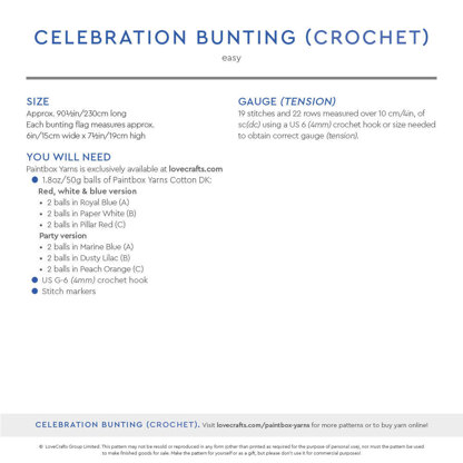 Paintbox Yarns Celebration Bunting PDF (Free)