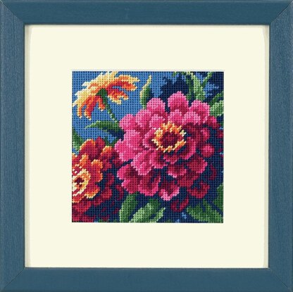 Dimensions Needlepoint Kit: Mini: Zinnias - 13 x 13cm