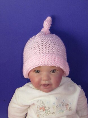 Baby Simple Garter StitchTopknot Beanie Hat