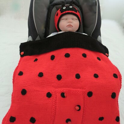 Ladybird Baby Car Seat Blanket + Hat