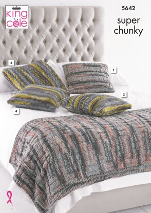 Throw & Cushions in King Cole Quartz Super Chunky - 5642 - Downloadable PDF