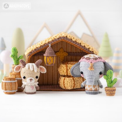 Nativity Crochet Pattern Set Stable Goatling Elephant DIY Christmas Mini Amigurumi Animal Patterns Nativity Scene (Tutorial PDF file) by AradiyaToys (Olka Novytska)