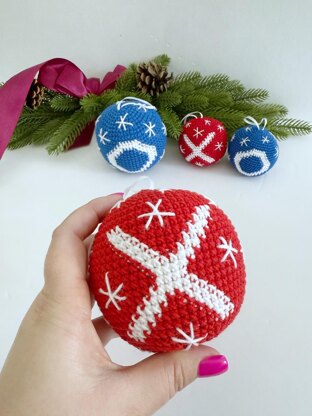 Red X Blue O Christmas ball ornament