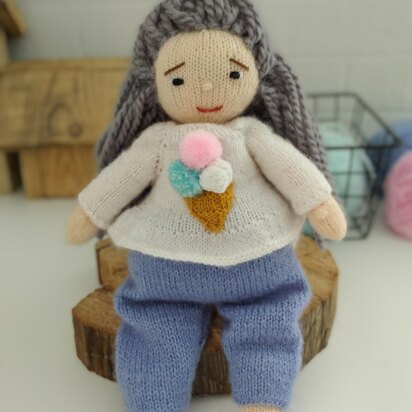 Doll Knitting Pattern - Knitted Doll Marshmallow