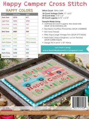 It's Sew Emma Happy Camper Cross Stitch Pattern - ISE-408 - Leaflet