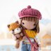 Crochet doll pattern amigurumi Kimberly doll with red panda Roxy by AradiyaToys beret tutorial PDF file handmade DIY dolls crochet patterns by AradiyaToys (Olka Novytska)