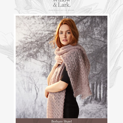 "Bethany Shawl" - Shawl Knitting Pattern For Women in Willow and Lark Plume