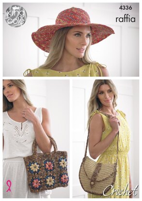 Crocheted Hat & Bags in King Cole Raffia - 4336 - Downloadable PDF