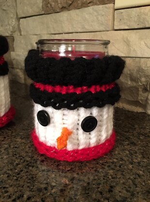 Snowman Candle Jar Cozy